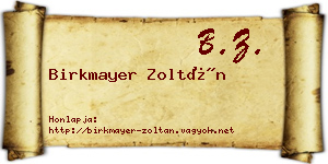 Birkmayer Zoltán névjegykártya